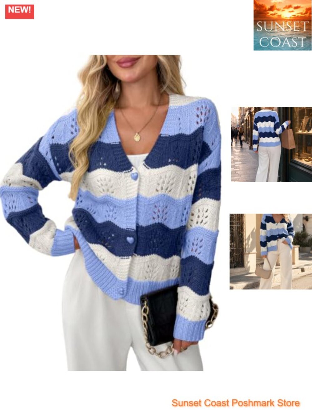 Women's Long Sleeve 100% Acrylic Cardigan Sweater Fuzzy Oversized Button Down